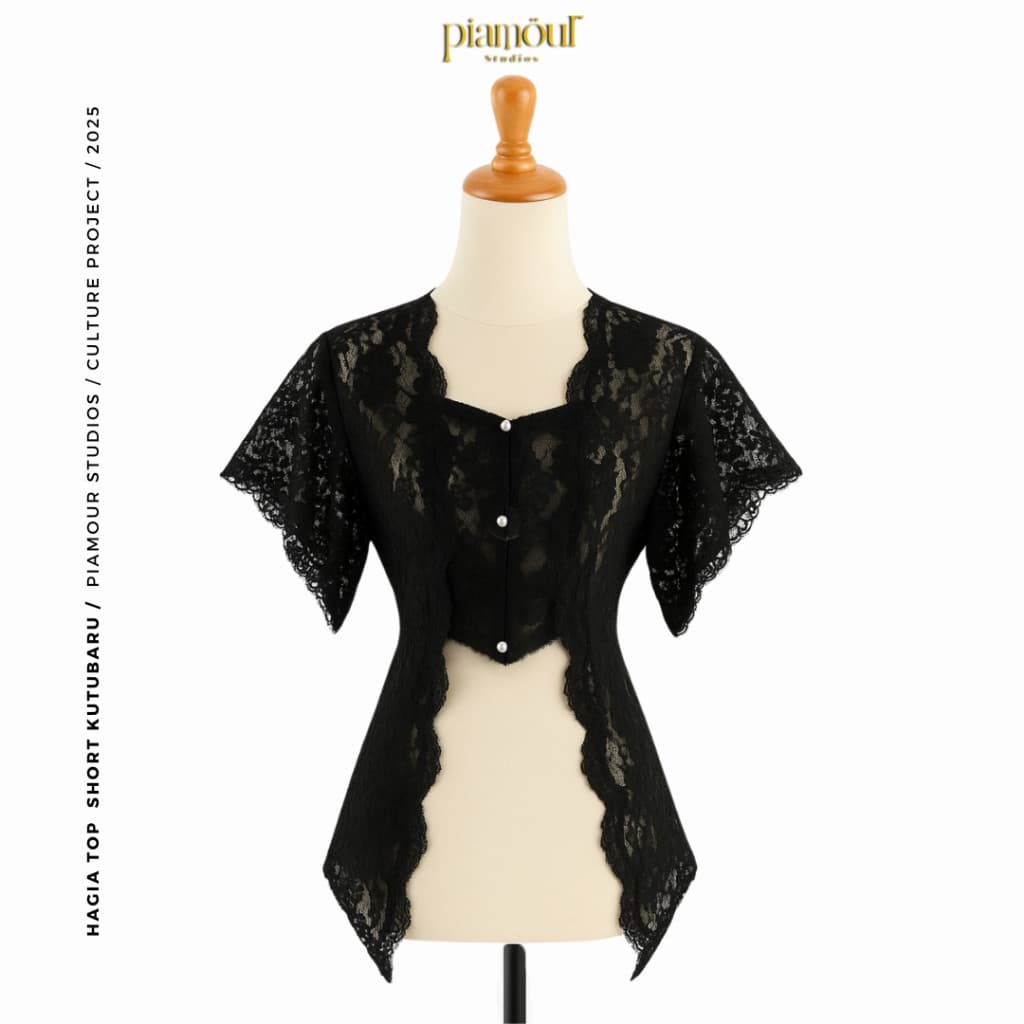 PIAMOUR | HAGIA TOP Set Kebaya Kutubaru Modern Atasan Outer Kebaya Kutu Baru Lengan Pendek Baju Kondangan Wanita Kekinian Casual Classic