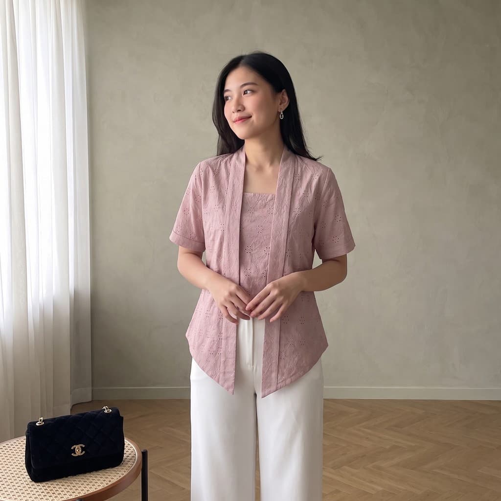 PIAMOUR | ELOK Kebaya Katun Bolong Bordir Kutubaru Premium Baju Kartini Wisuda Kondangan Modern Elegan